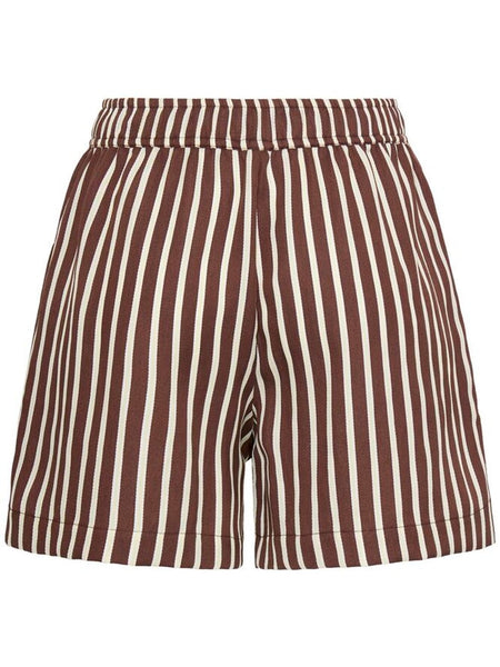 Chocolate French Striped Shorts by B Young