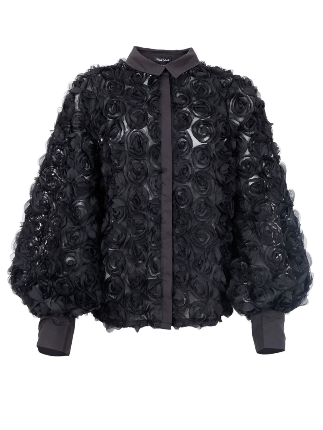 Black Georgette Rose Blouse by Black Colour