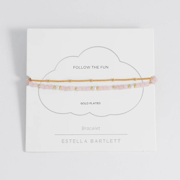 Pearl and Rose Quartz Duo Bracelet by Estella Bartlett