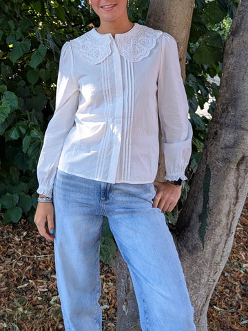 White Peter Pan Collar Blouse by Lovie and Co