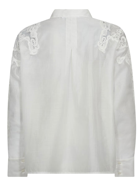 White Organza Lace Detail Shirt by Co’Couture
