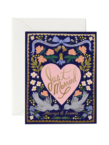 Just Married Love Birds by Rifle Cards