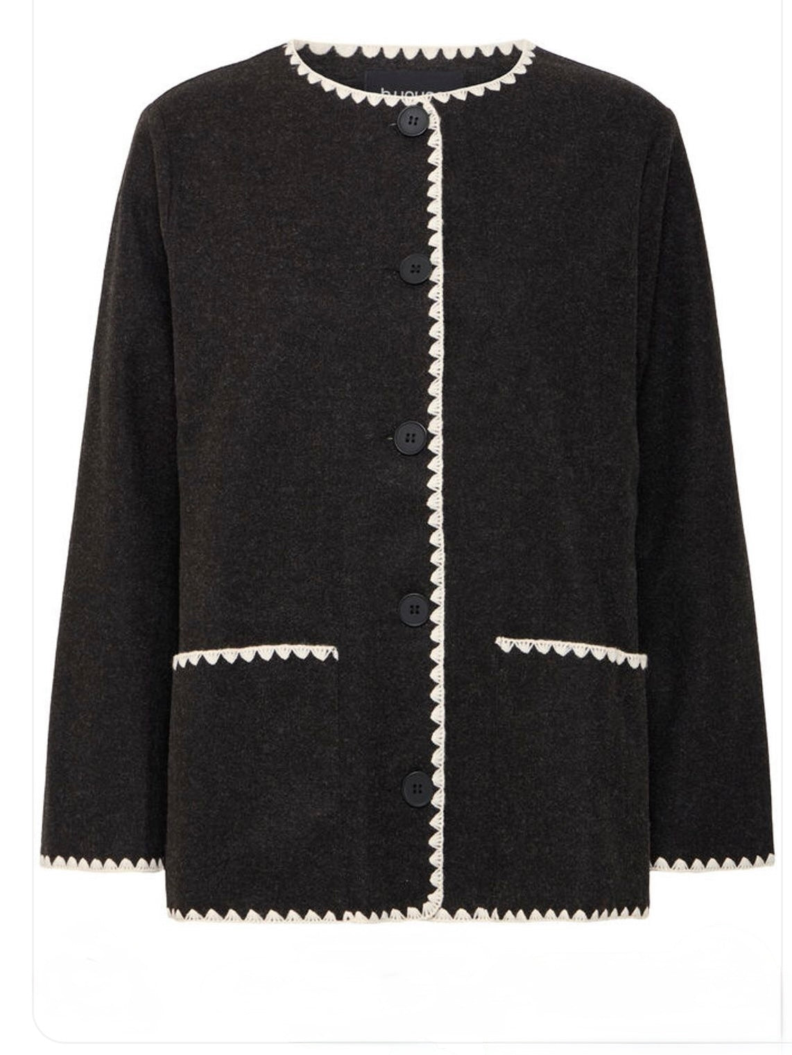Black Stitched Knitted Jacket by B Young