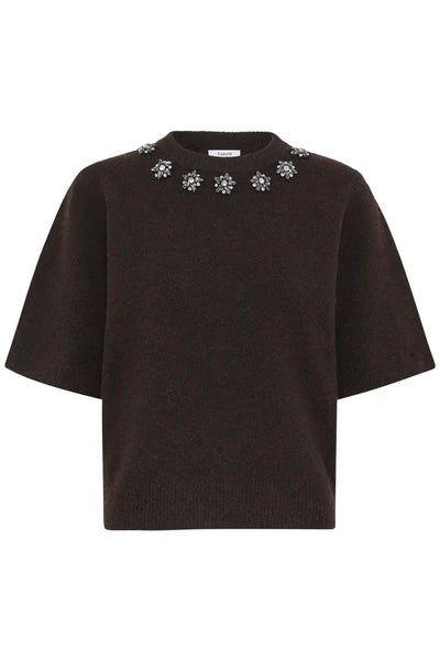 Chocolate Crystal Neck Jumper By B Young