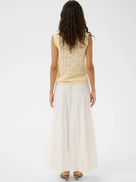 White Cotton Tiered Maxi Skirt By Soaked