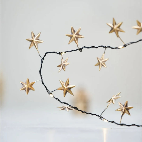 Antique Gold Star LED Garland