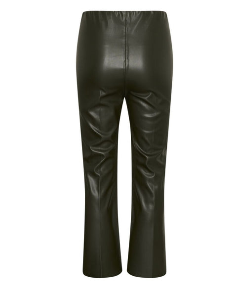 Olive Green Faux Leather Trouser by Soaked