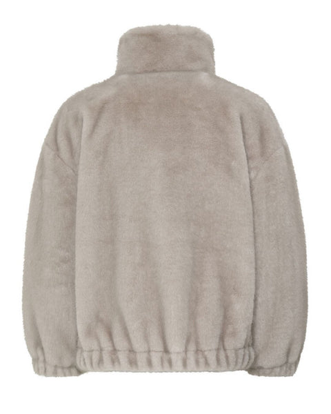 Mushroom Funnel Neck Faux Fur Bomber by B Young