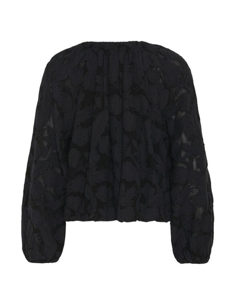 Black Jacquard Zip Blouse by Soaked