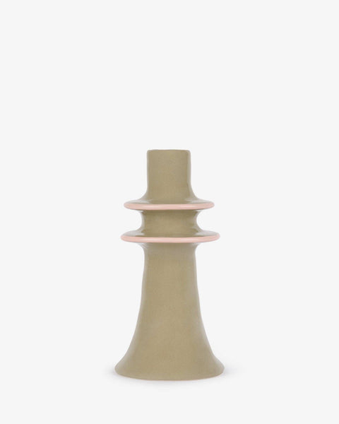 Sage Green Stoneware Candlestick Holder