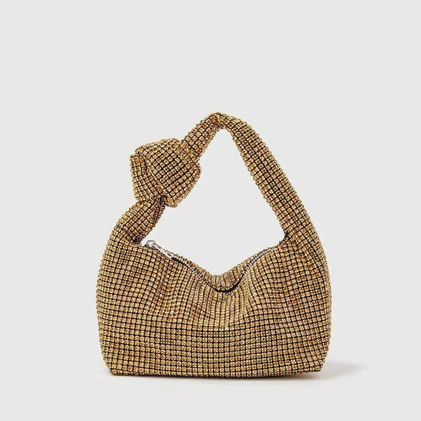 Gold Lulu Crystal Knot Bag