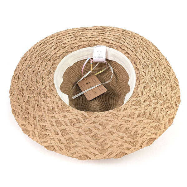 Plaited Trim Neutral Panama Folding Hat