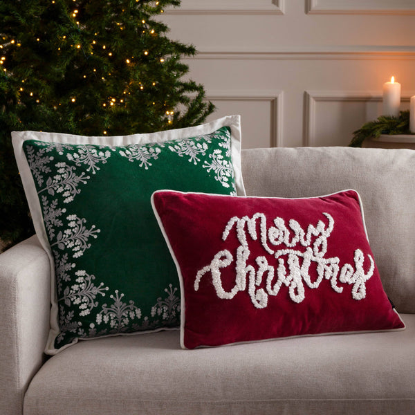 Merry Christmas Cotton Velvet 30x50cm Cushion
