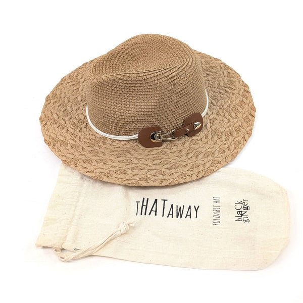 Plaited Trim Neutral Panama Folding Hat