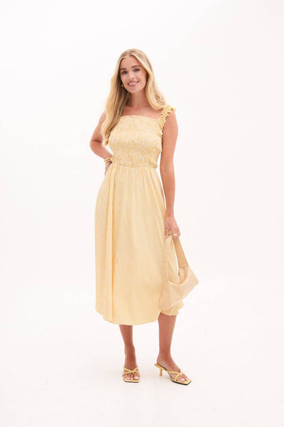 Yellow Stripe Smock Dress by Fika
