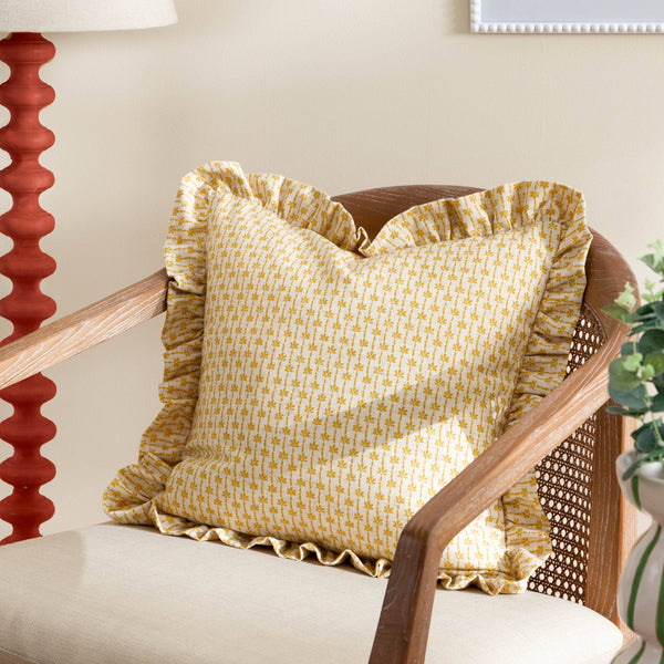 Ochre Panni Linen Block Textured Ruffle