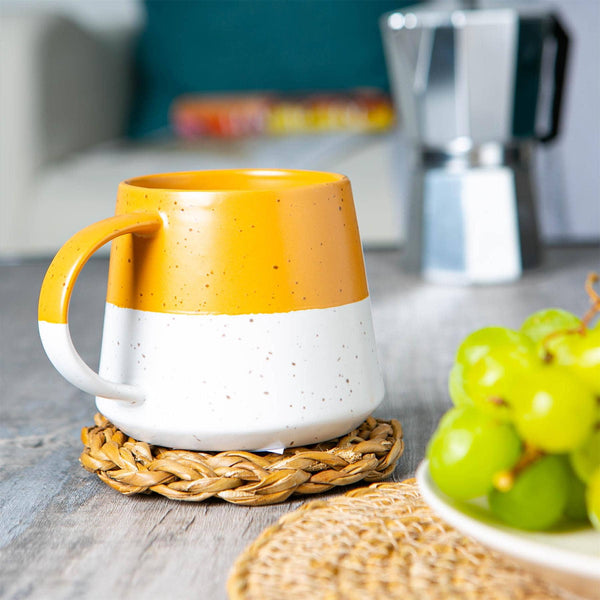 Yellow Block Flecked Stoneware Mug