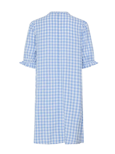 Blue Gingham Linen Mix Dress by B Young