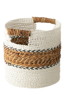 Small White/Natural Woven Laura Basket