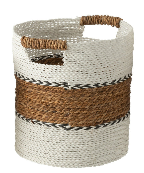 Medium White/Natural Woven Laura Basket