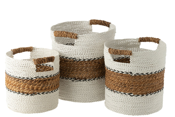 Small White/Natural Woven Laura Basket