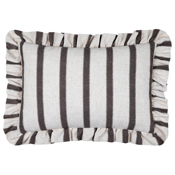 Chocolate Connie Striped Ruffle Cushion