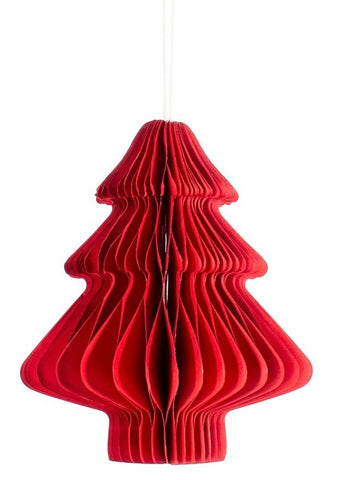 Red Tree Paper Honeycomb Hanging Decoration