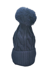 Navy Pom Pom Hat