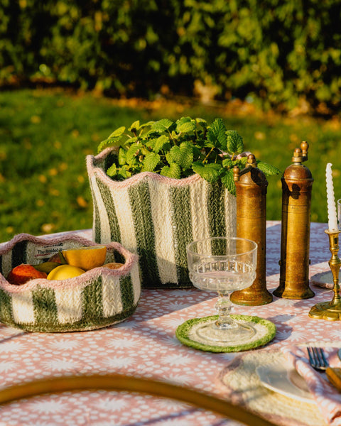 Green Sunburst Block Print Tablecloth 180x280cm