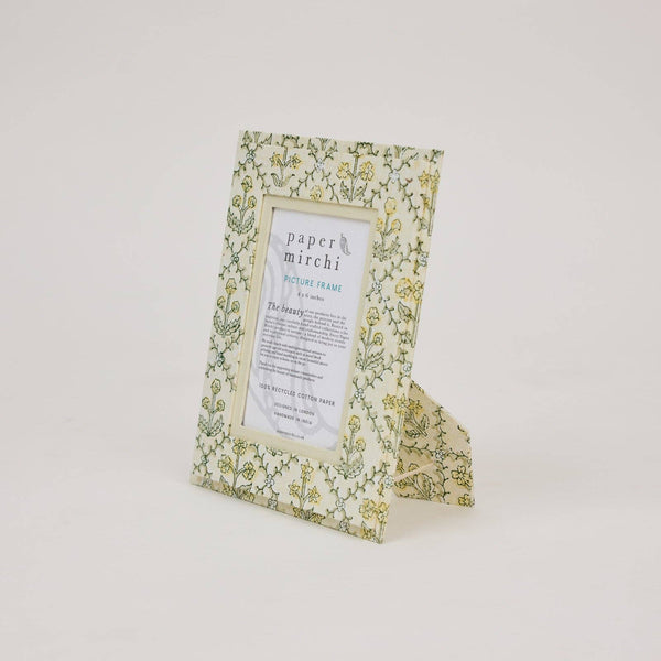 Floral Lattice Buttercream Block Print Frame 4x6