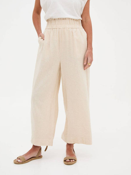 Ria Neutral Wide Leg Linen Mix Trousers by Fika