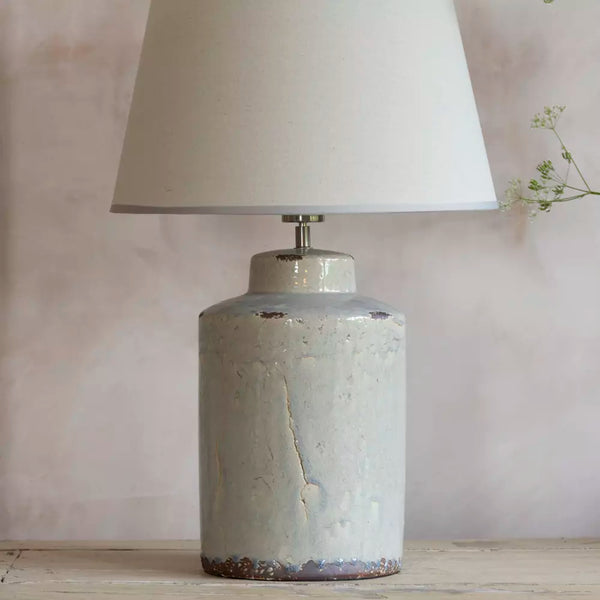 Ceramic Tilos Lamp with Cream Shade
