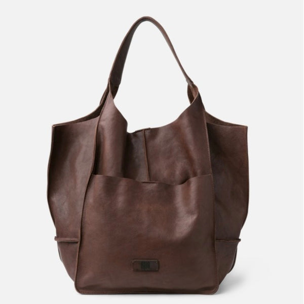 Chocolate Homer Leather Shoulder Bag by Biba