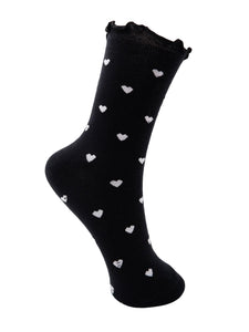 Black Heart Polkadot Socks by Black Colour