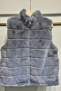 Grey Faux Fur Zip Gilet