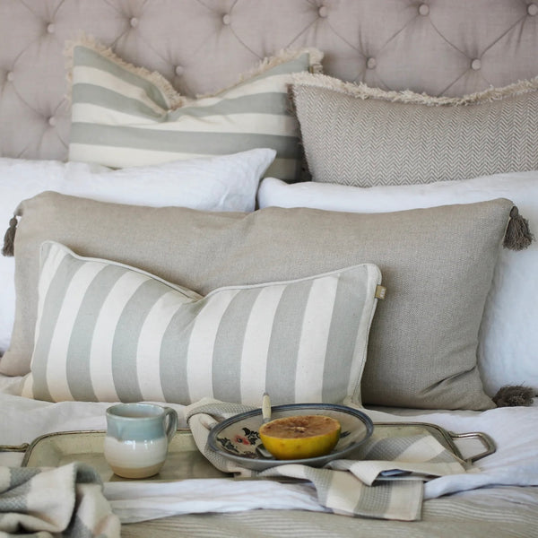 Neutral Herringbone Long Bed Cushion 40x90cm