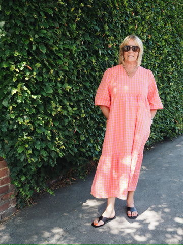 Lina Orange & Pink Gingham Dress