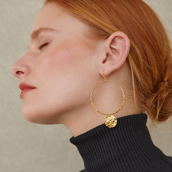 Gold Dominique Hoop Earrings by Ashiana