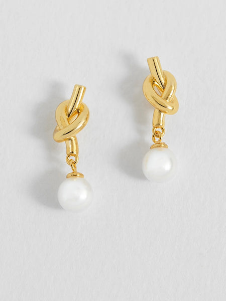 Pearl Drop Knot Stud Earrings by Estella Bartlett