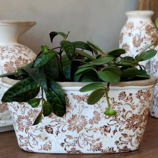 Vintage Floral Plant Planter by Chic Antique