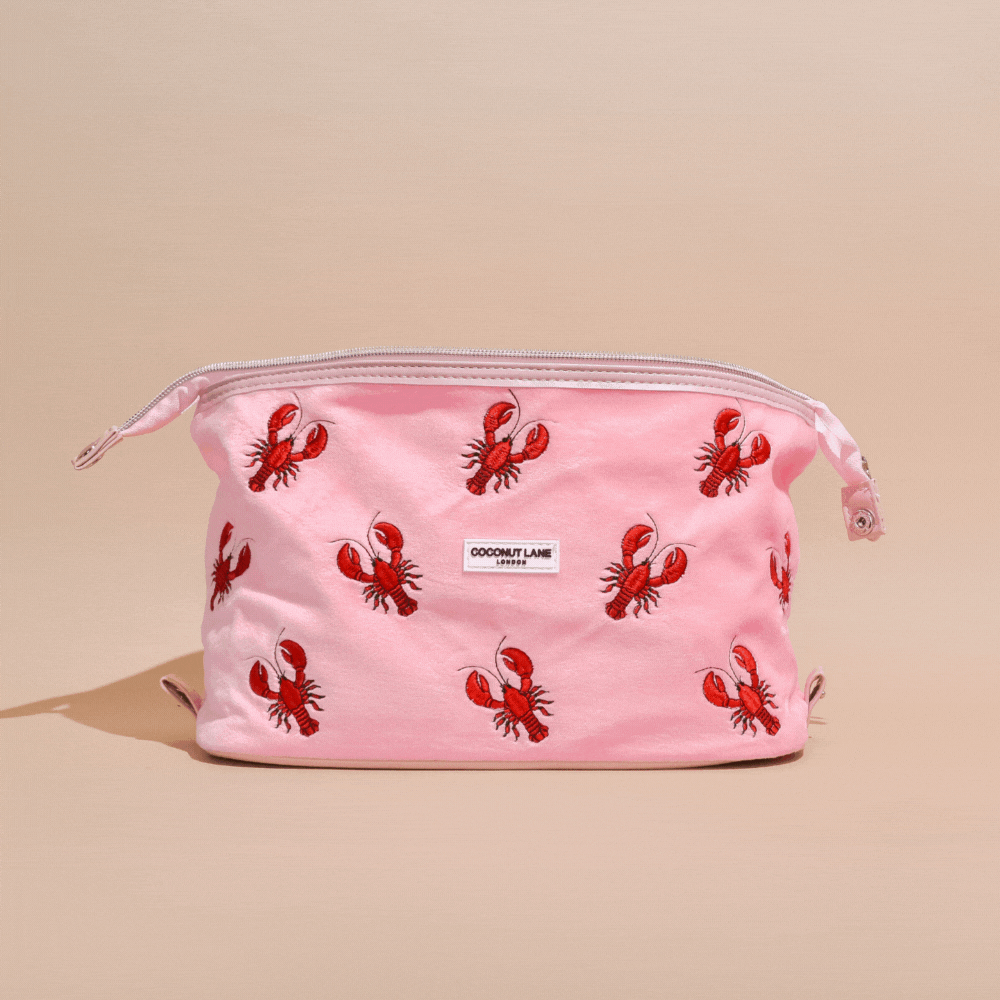 Pink Velvet Lobster Washbag