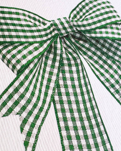 Double Tail Green Gingham Bow Birthday Card by Canonbury Press