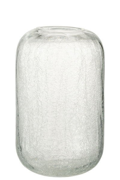 Large Crackle Glass Hurricane Vase