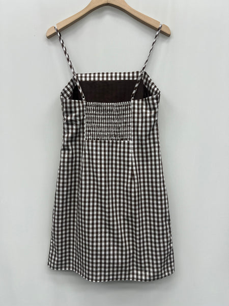 Chocolate Gingham Mini Dress by Lili and Lala