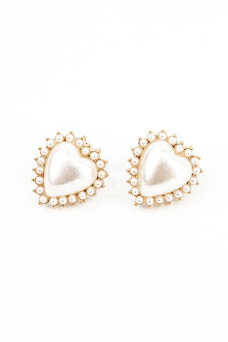 Pearl Heart Stud Earring