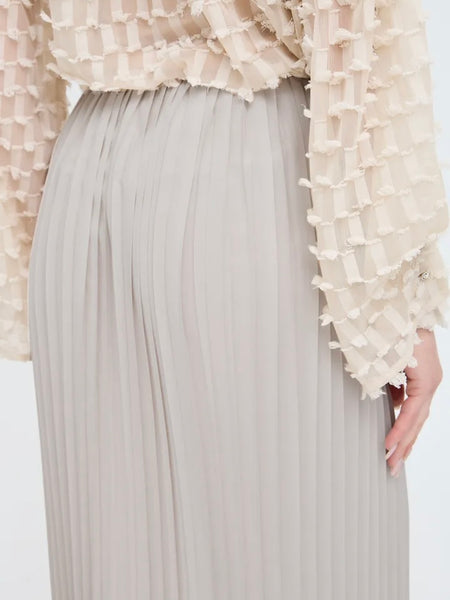 Ecru Pleated Maxi Skirt by B.Young