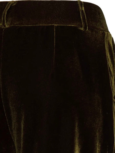 Olive Super Luxe Velvet Trousers By B.Young