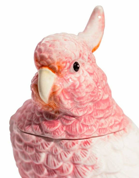 Large Pink Ceramic Parrot Storage Jar