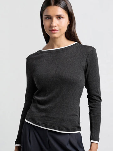 Anthracite Double Layer Tee Grey Tipping by Yaya