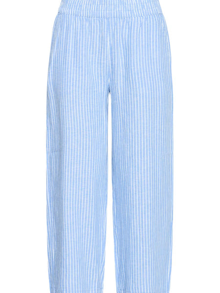 Blue Stripe Linen Mix Cropped Trouser by B Young